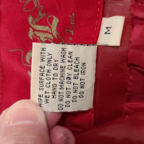 LAL Live A Little Womens Red Faux Patent Leather Zips Moto  Jacket Sz M GUC READ - Picture 10 of 13